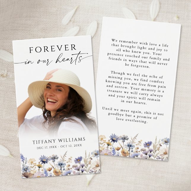 Wildflower Forever In Our Hearts Photo Prayer Card (Subido por el creador)