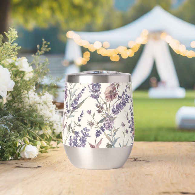 Wildflower Lavender Boho Botanical Floral (Boda (girada))