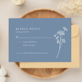 Wildflower Periwinkle Wedding RSVP Card