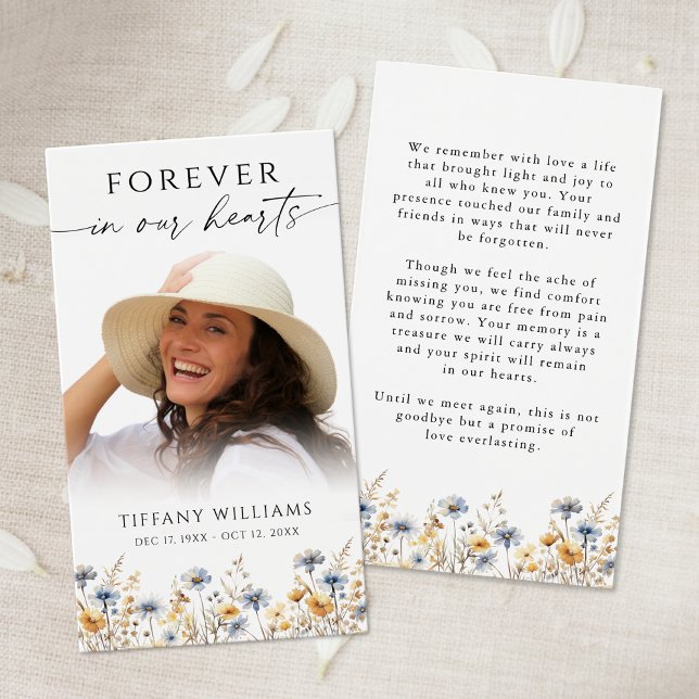 Wildflower Photo Forever In Our Hearts Prayer Card (Subido por el creador)