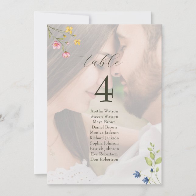Wildflower Photo Wedding Seating Chart (Anverso)