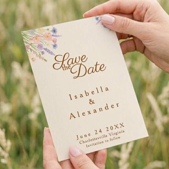 Wildflower top corner canopy Save the Date Card (Subido por el creador)