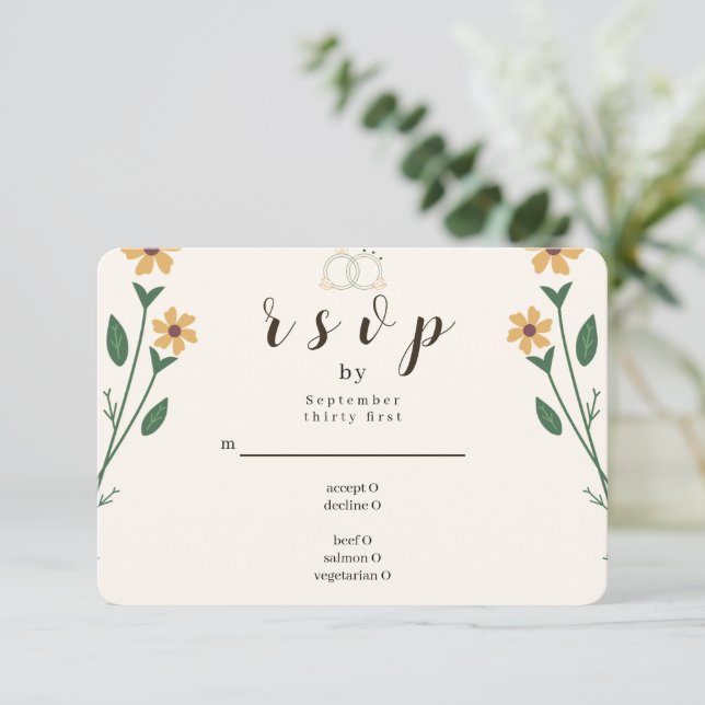 Wildflower Wedding RSVP Card (Anverso de pie)