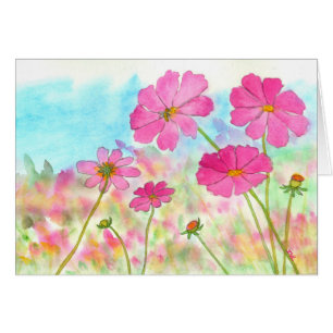 Wildflowers florales del cosmos del rosa del arte