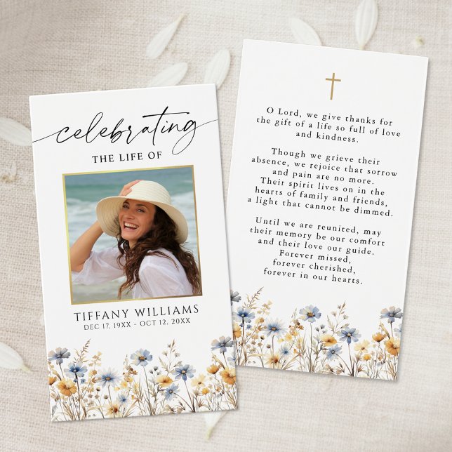 Wildflowers Funeral Celebration Photo Prayer Card (Subido por el creador)