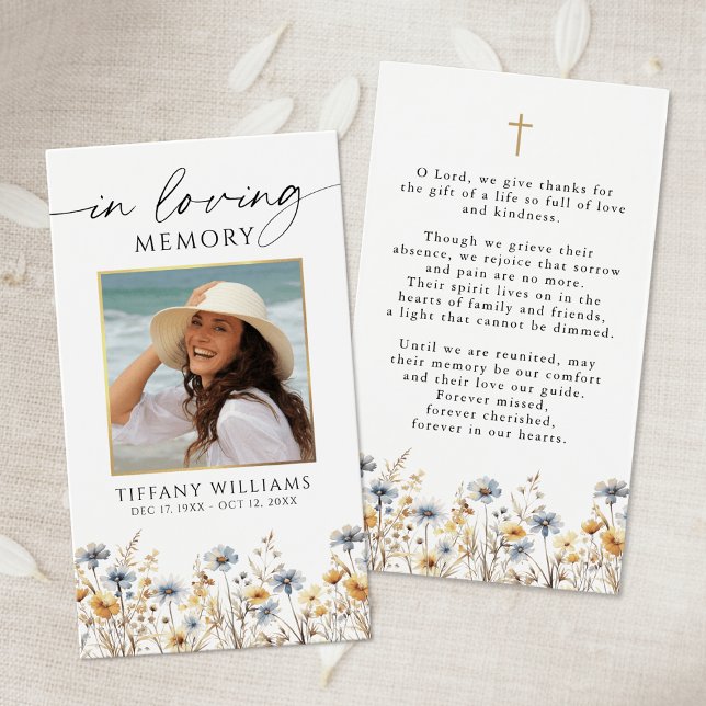 Wildflowers Funeral Memorial Photo Prayer Card (Subido por el creador)