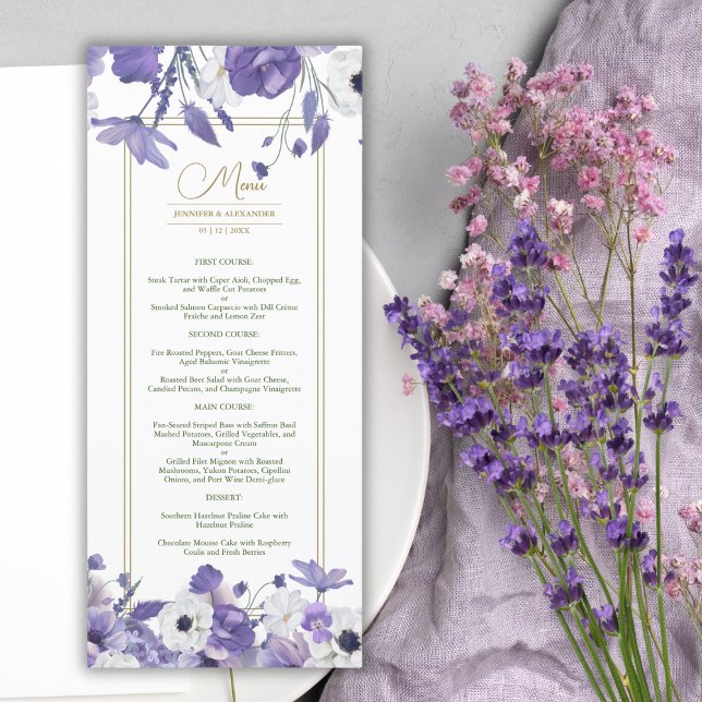 Wildflowers Mauve Purple Boda Menu (Subido por el creador)