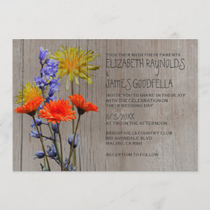 Wildflowers rústicos que casan invitaciones