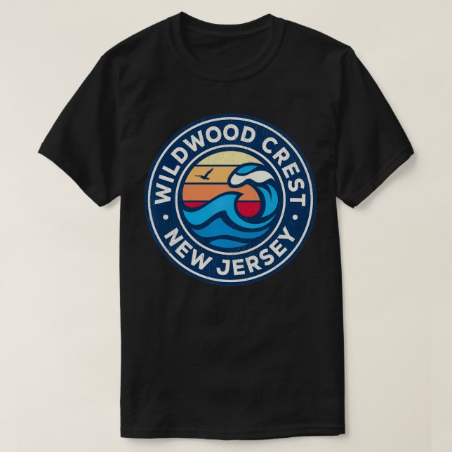 Wildwood Escudo New Jersey NJ Vintage Nautical Wav (Diseño del anverso)