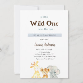 Wile One Baby Animals Boy Invitación Baby Shower