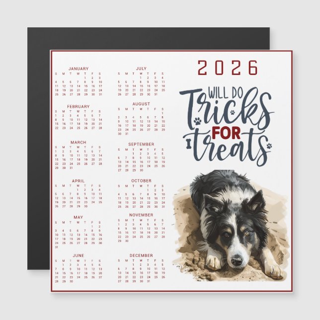 Will Do Tricks For Treats Dog Calendar (Anverso/Reverso)