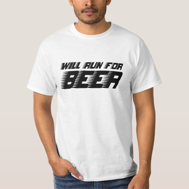 Will Run for Beer Funny Guay Cita la camiseta de l (Anverso)