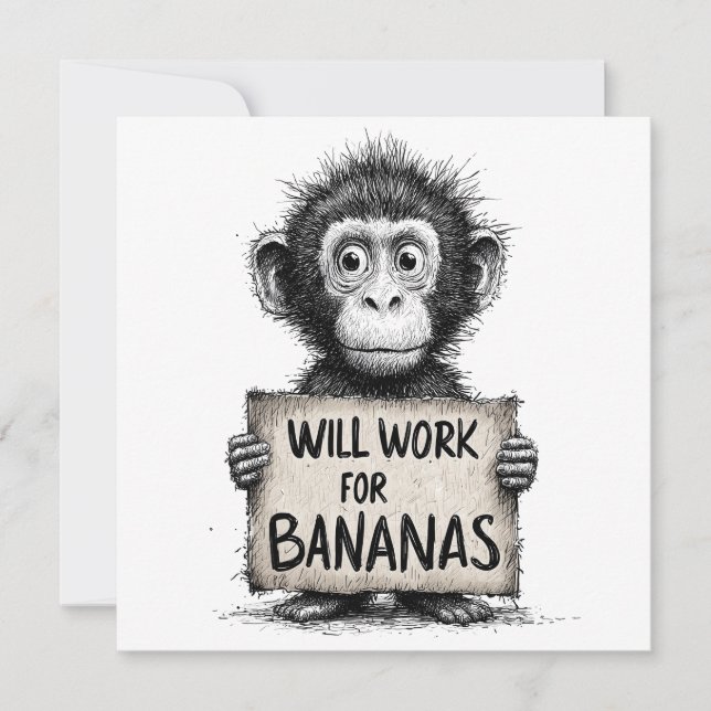 Will Work for Bananas - Esbozo cómico de monos (Anverso)