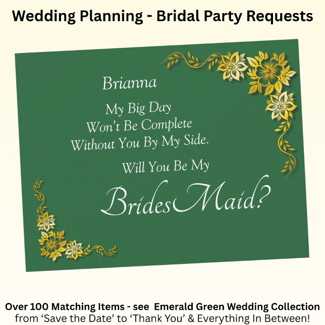Will You Be My Bridesmaid? Emerald Green & Gold (Subido por el creador)