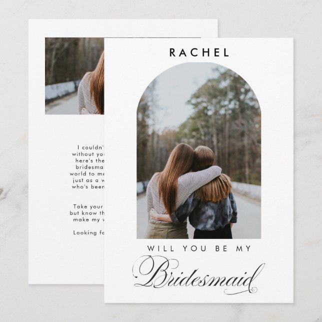 Will you be my Bridesmaid Minimalist Photo Script (Anverso / Reverso)