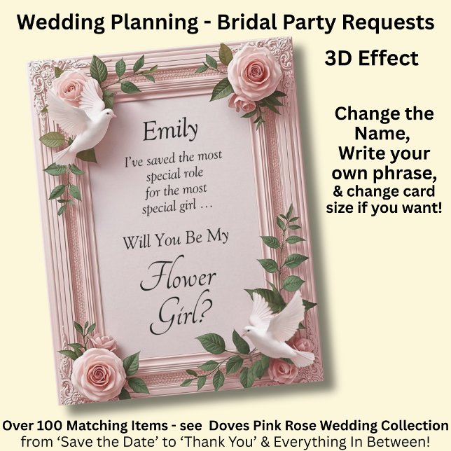 Will You Be My Flower Girl?   Pink Roses & Doves (Subido por el creador)