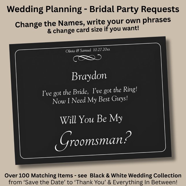 Will You Be My Groomsman? Black White Infinity (Subido por el creador)