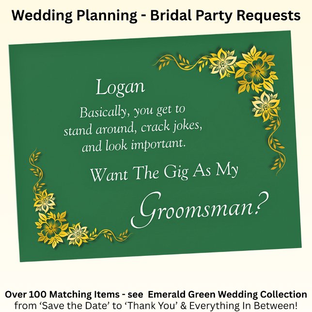 Will You Be My Groomsman? Emerald Green & Gold (Subido por el creador)