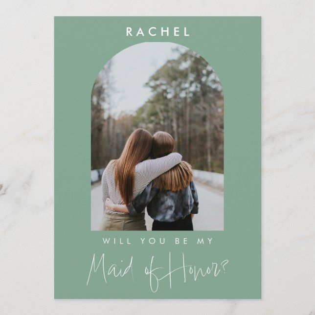 Will you be my Maid of Honor Sage Green Photo  (Anverso)