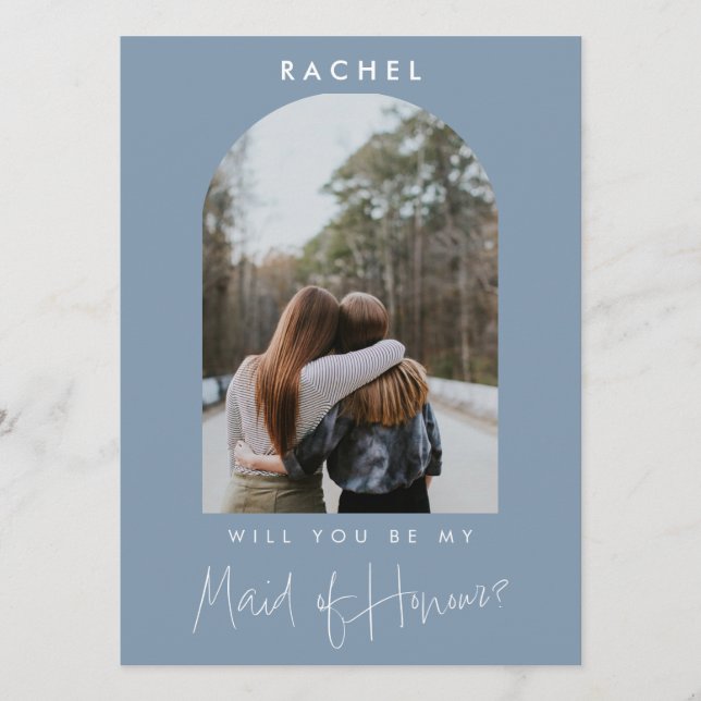 Will you be my Maid of Honour Dusty Blue Photo UK  (Anverso)