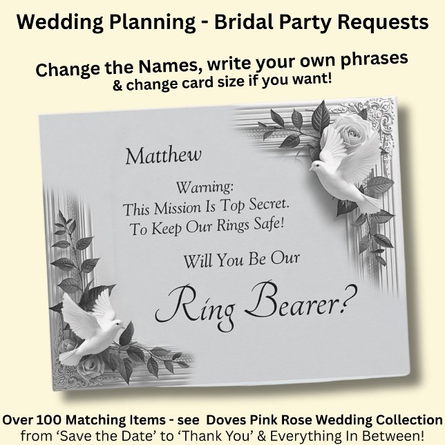 Will You Be My Ring Bearer? Grey Roses & Doves (Subido por el creador)