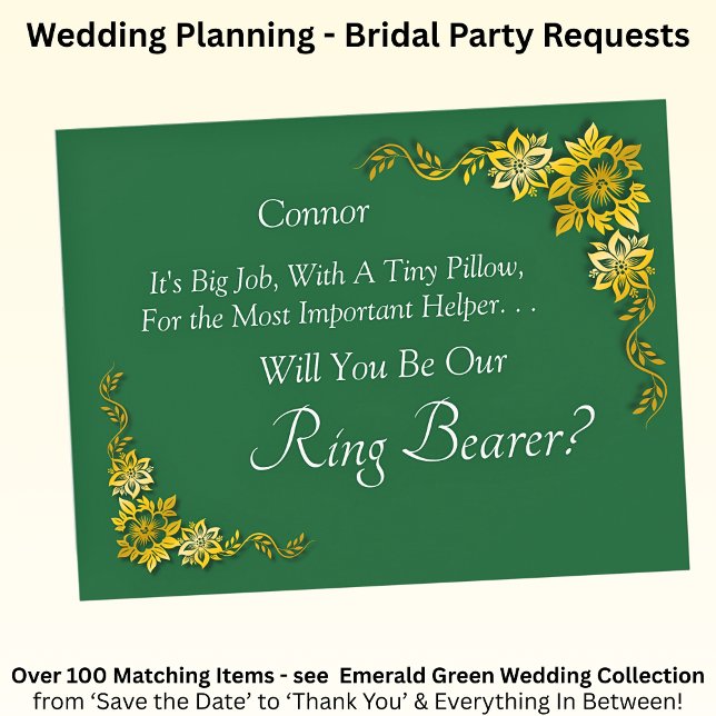 Will You Be Our Ring Bearer? Emerald Green & Gold (Subido por el creador)