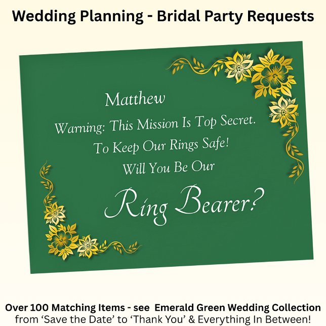 Will You Be Our Ring Bearer?  Emerald Green & Gold (Subido por el creador)