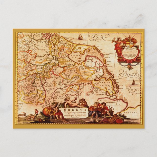 Willem Blaeu Old Rhinelands Mapa postal histórica (Anverso)