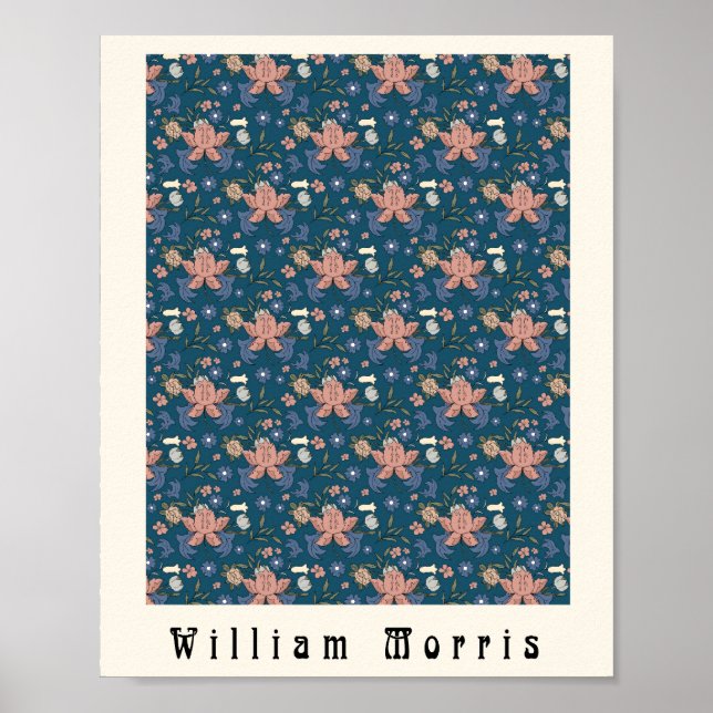 William Morris arte nuevo diseño de flores azul (Frente)