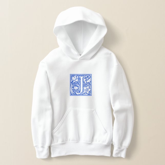 William Morris Blue Inicial J Pullover Hoodie (Distribución )