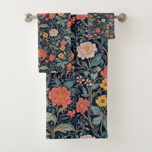 William Morris Blue Teal Arts & Crafts Floral (In situ)