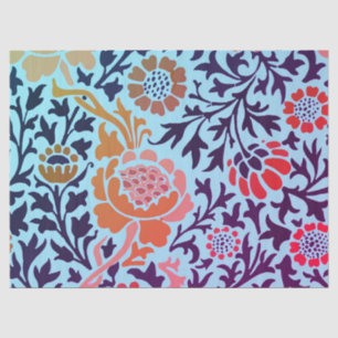 William Morris FLOWER EN papel de Tejido AZUL