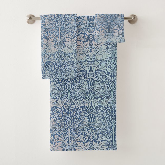 William Morris Forest Rabbit Bird Foliage Blue (In situ)