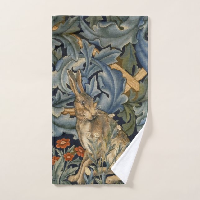 William Morris Forest Rabbit Floral Art Nouveau (Toalla de mano)
