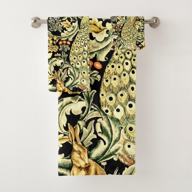 William Morris Forest Tapestry Fox Hare Peacock (In situ)