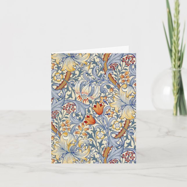 William Morris Gold Lily Folded Note Card (Anverso)
