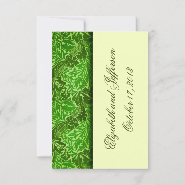 William Morris Green deja tarjetas RSVP de boda (Reverso)