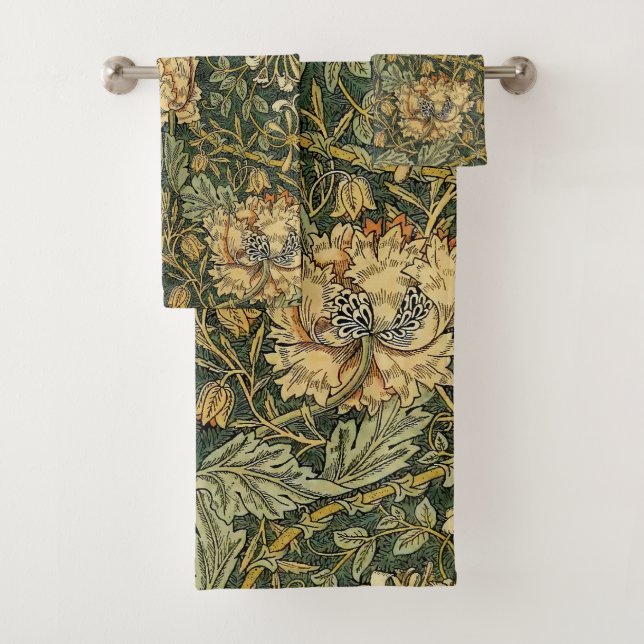 William Morris Honeysuckle Green Floral (In situ)