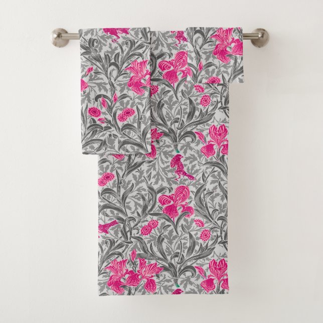 William Morris irios, rosa y gris plata / gris (In situ)