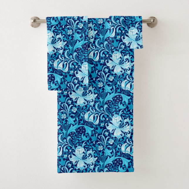 William Morris Iris y Lily, azul índigo (In situ)