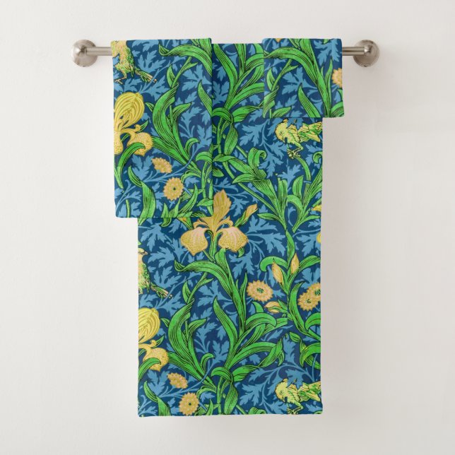 William Morris Irises, amarillo y azul cobalto (In situ)