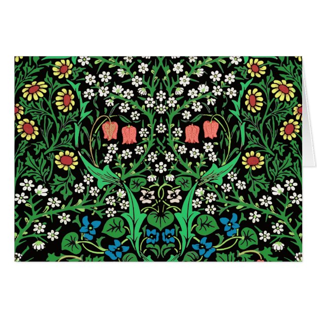 William Morris Jacobean Floral, fondo negro (Anverso (Horizontal))