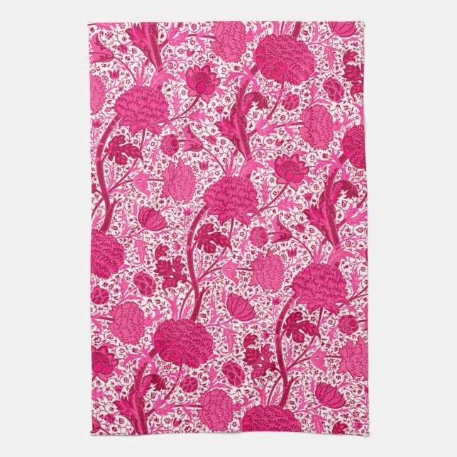 William Morris Jacobean Floral, toalla rosa de Fuc (Vertical)