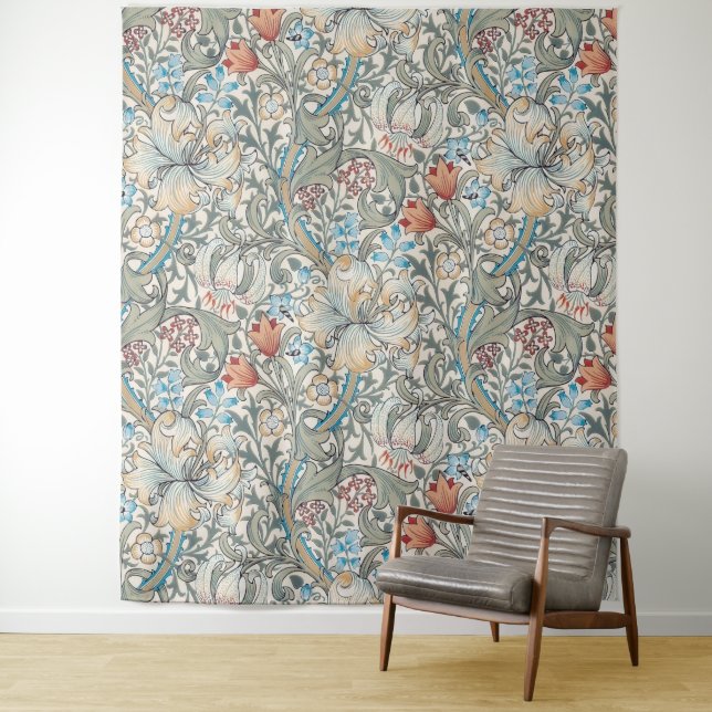 William Morris Lily Art Nouveau Tapiz floral (In situ)