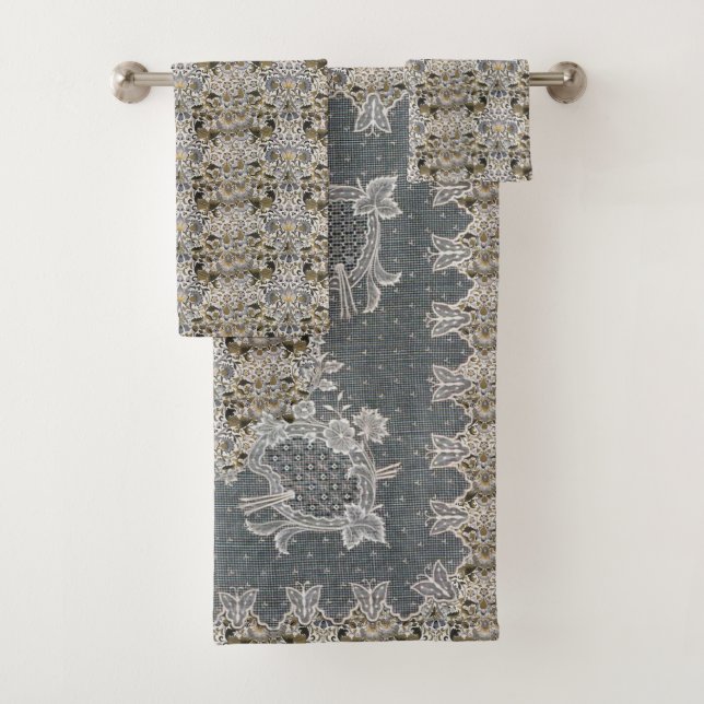 William Morris  Lodden Gray Gold Lace (In situ)