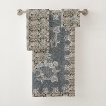 William Morris Lodden Gris Dorado Encaje