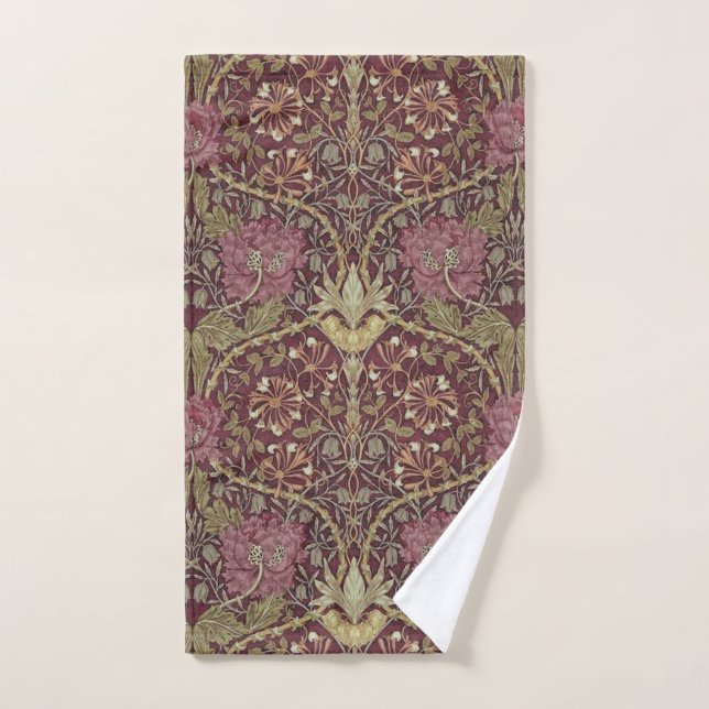 William Morris, madreselva, floral. modelo, arte (Toalla de mano)
