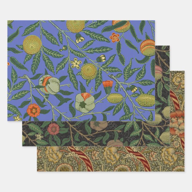 William Morris Papel de fondo azul granate (Set)