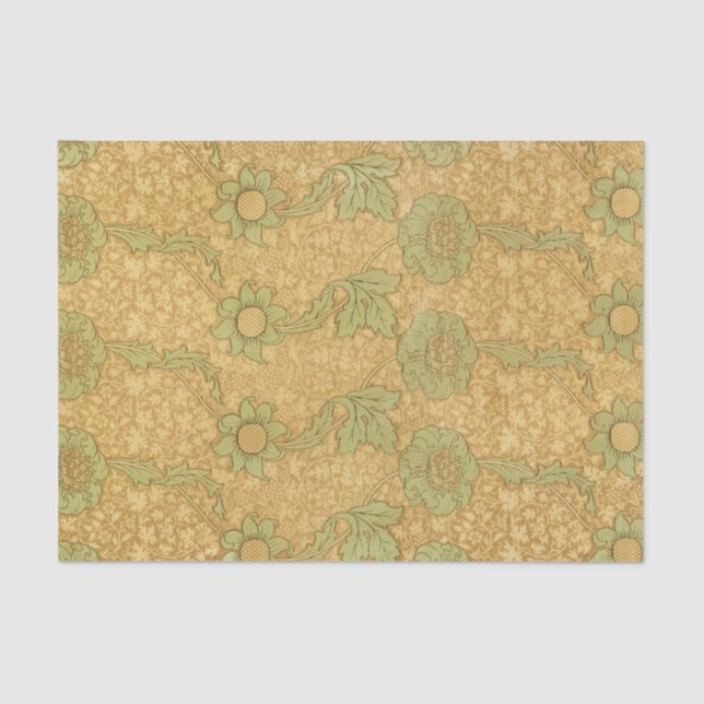 William Morris PATTERN EN Papel Tejido AMARILLO (Anverso)
