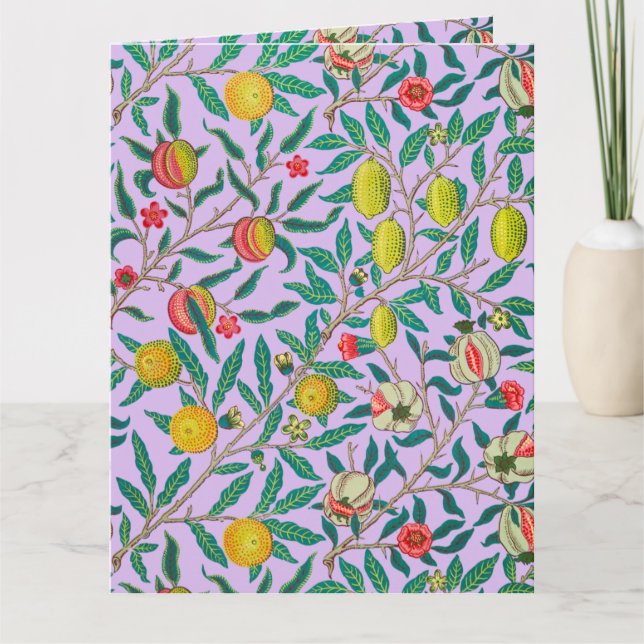 William Morris Pomegranate En Tarjeta Violeta (Anverso)